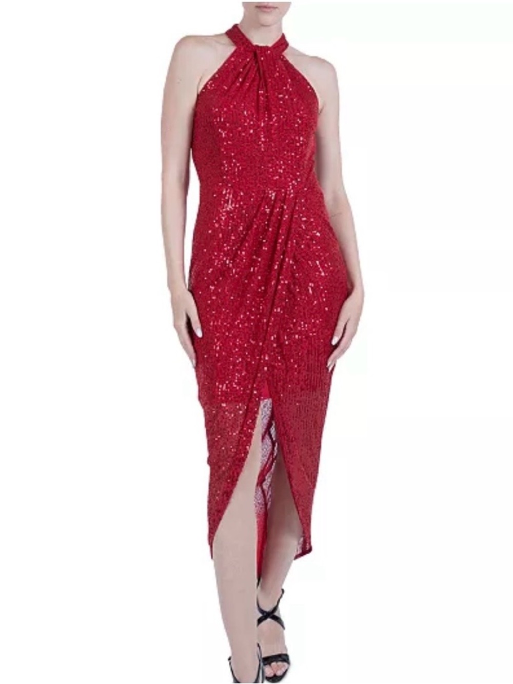 julia jordan Red Sequin Midi Dress